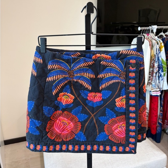 Farm Rio: Floral Embroidered Black Skirt - Picture 11 of 11